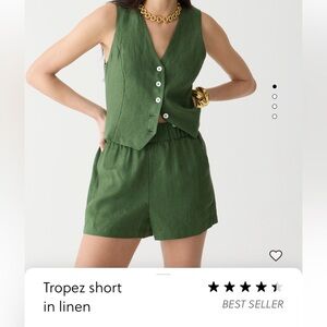 J. Crew Tropez Linen Shorts Olive Green XXS